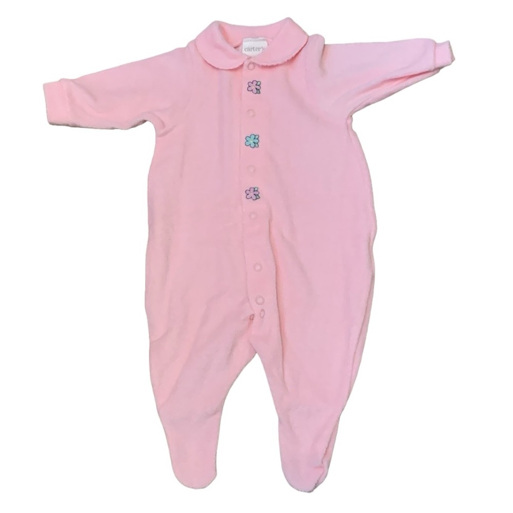 Carter’s Vintage Floral Footie Pajamas Cotton Polyester 0-3 Months Pink Purple